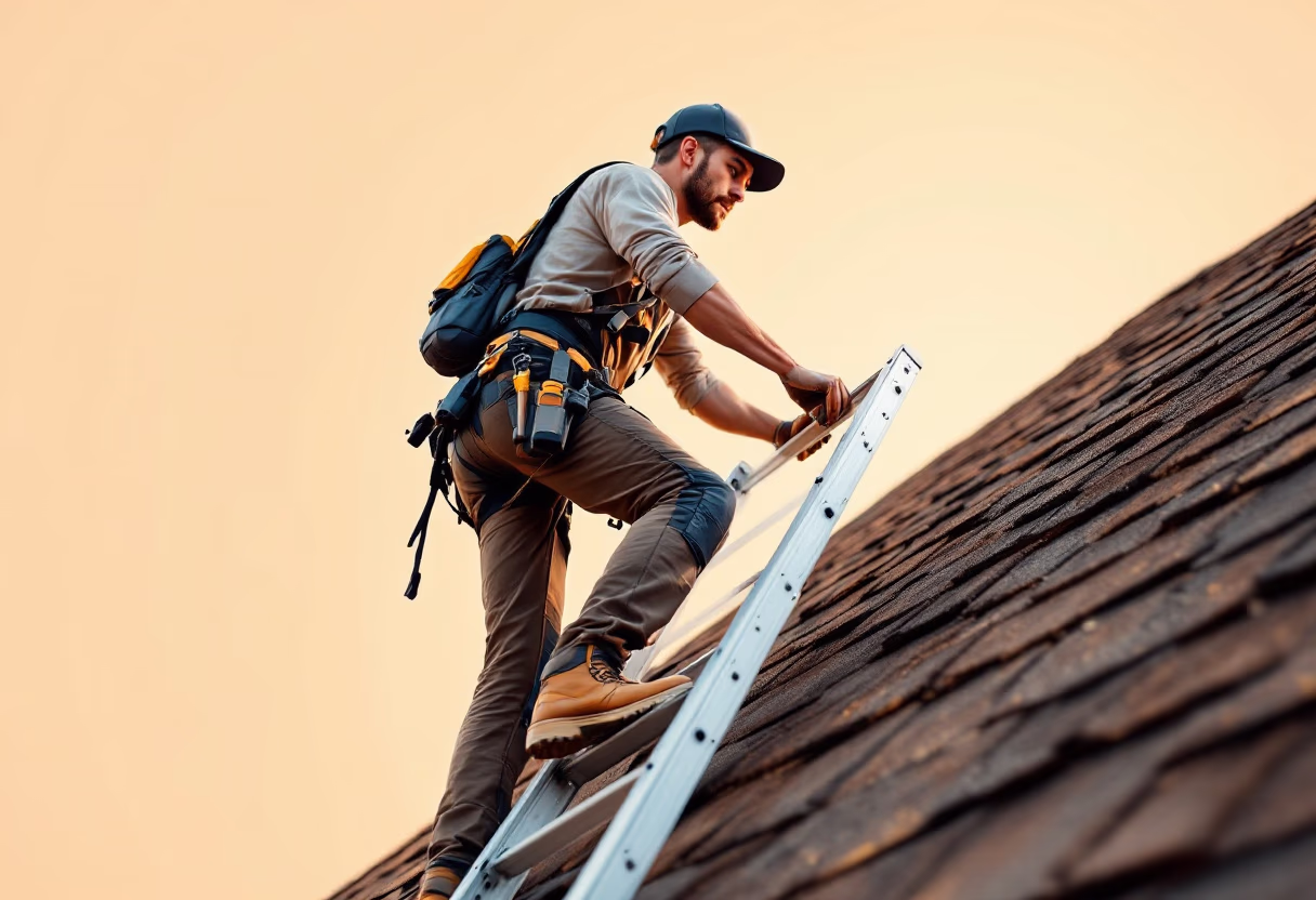 image of roofing contractor at work